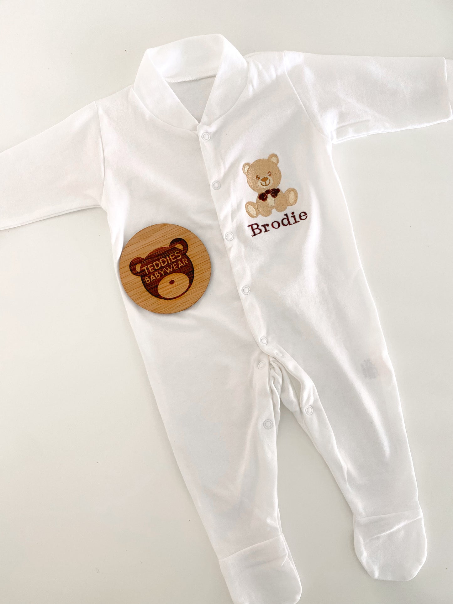 White personalised babygrow