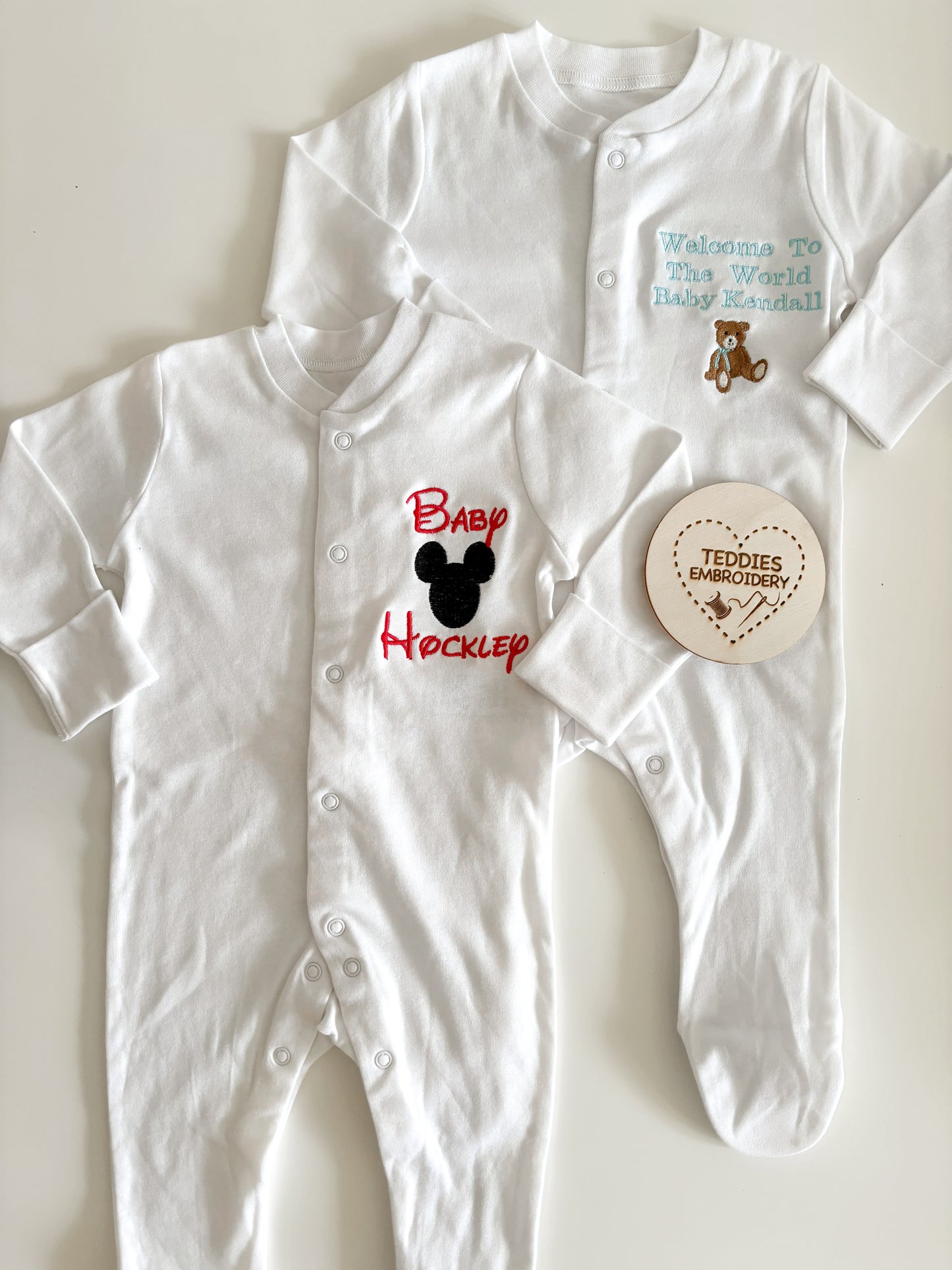 White personalised babygrow