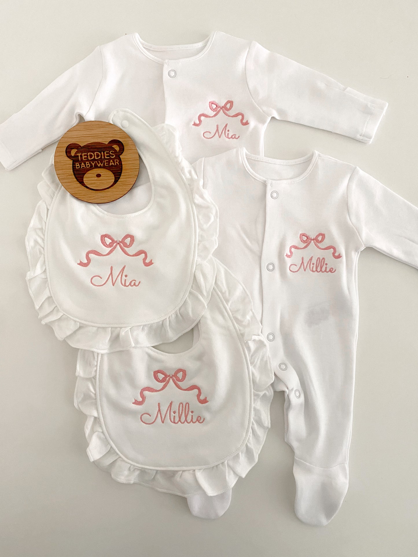 White personalised babygrow