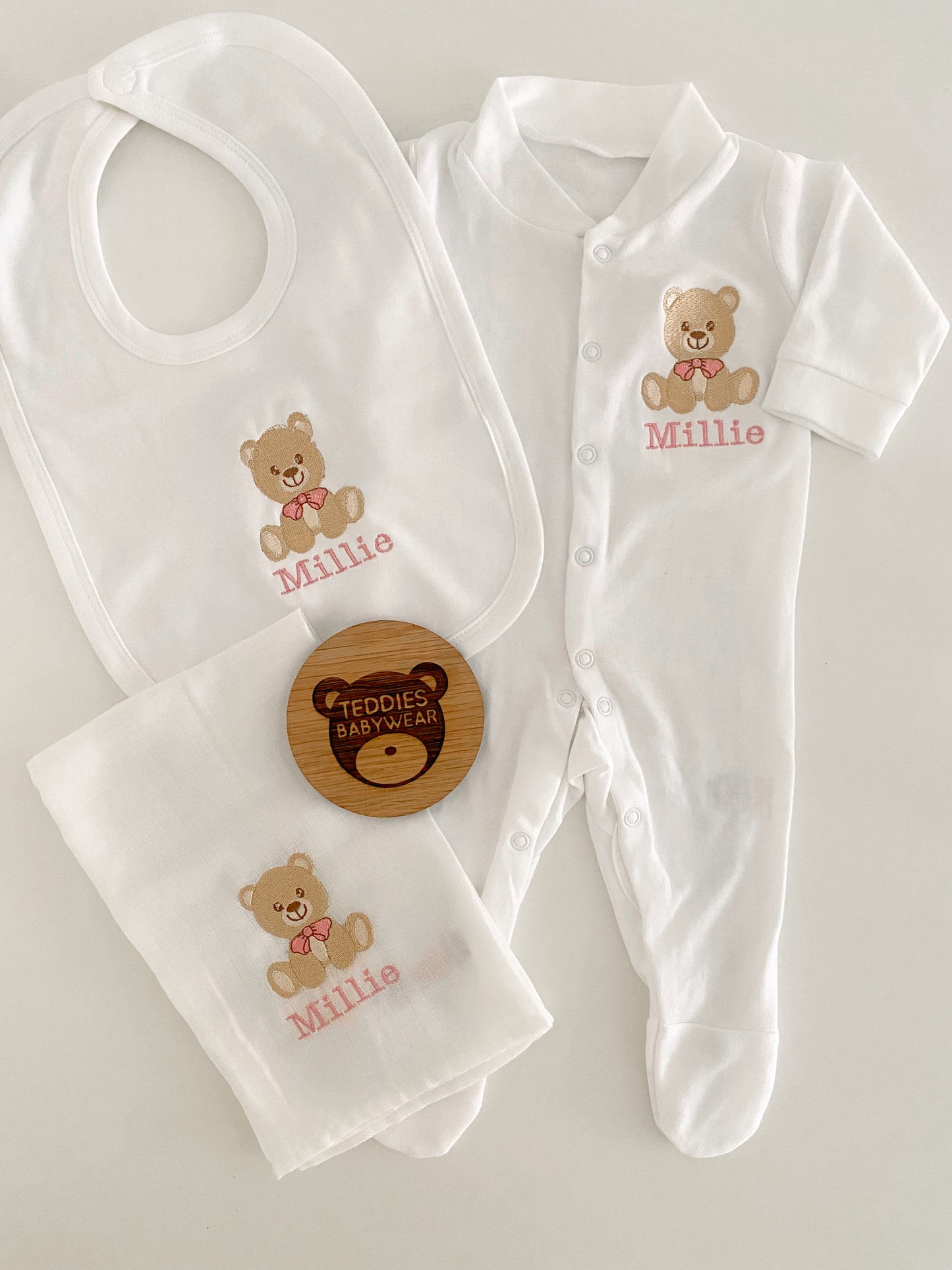 White personalised babygrow