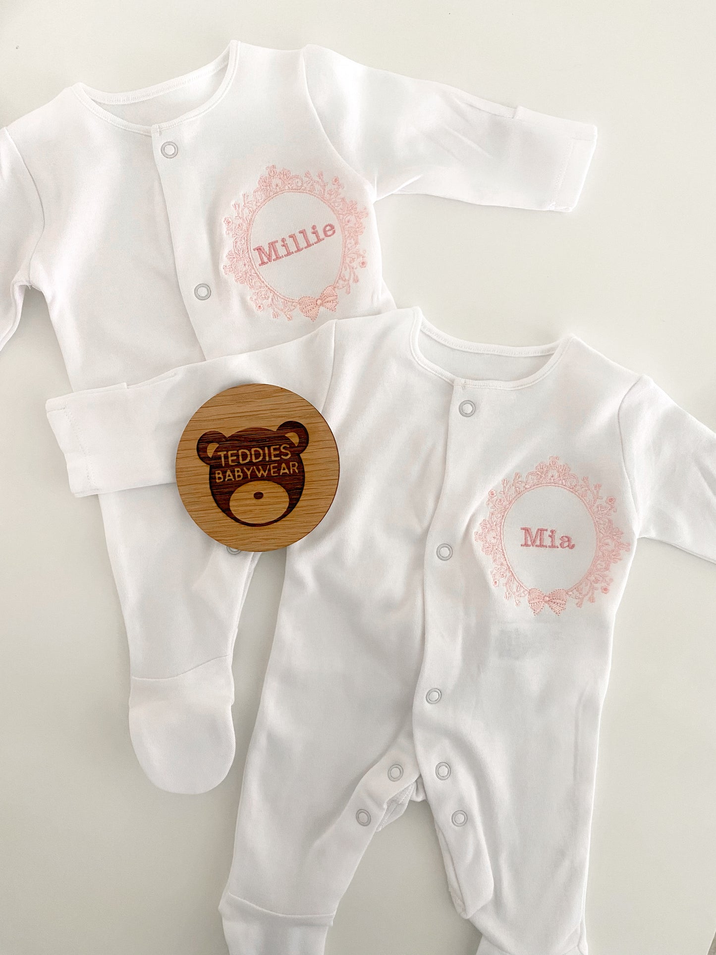 White personalised babygrow