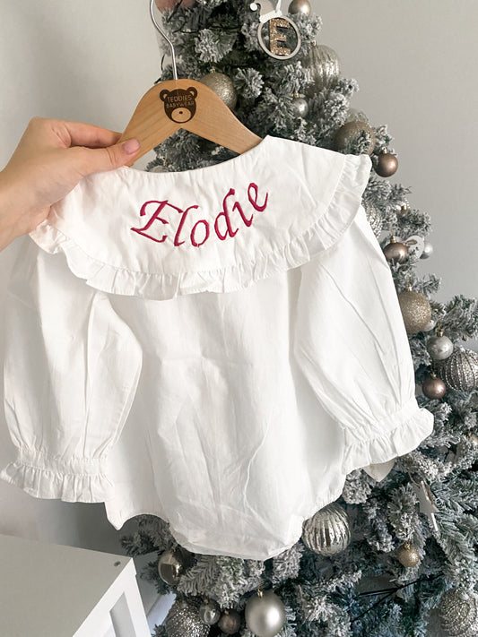 Girls white shirt romper